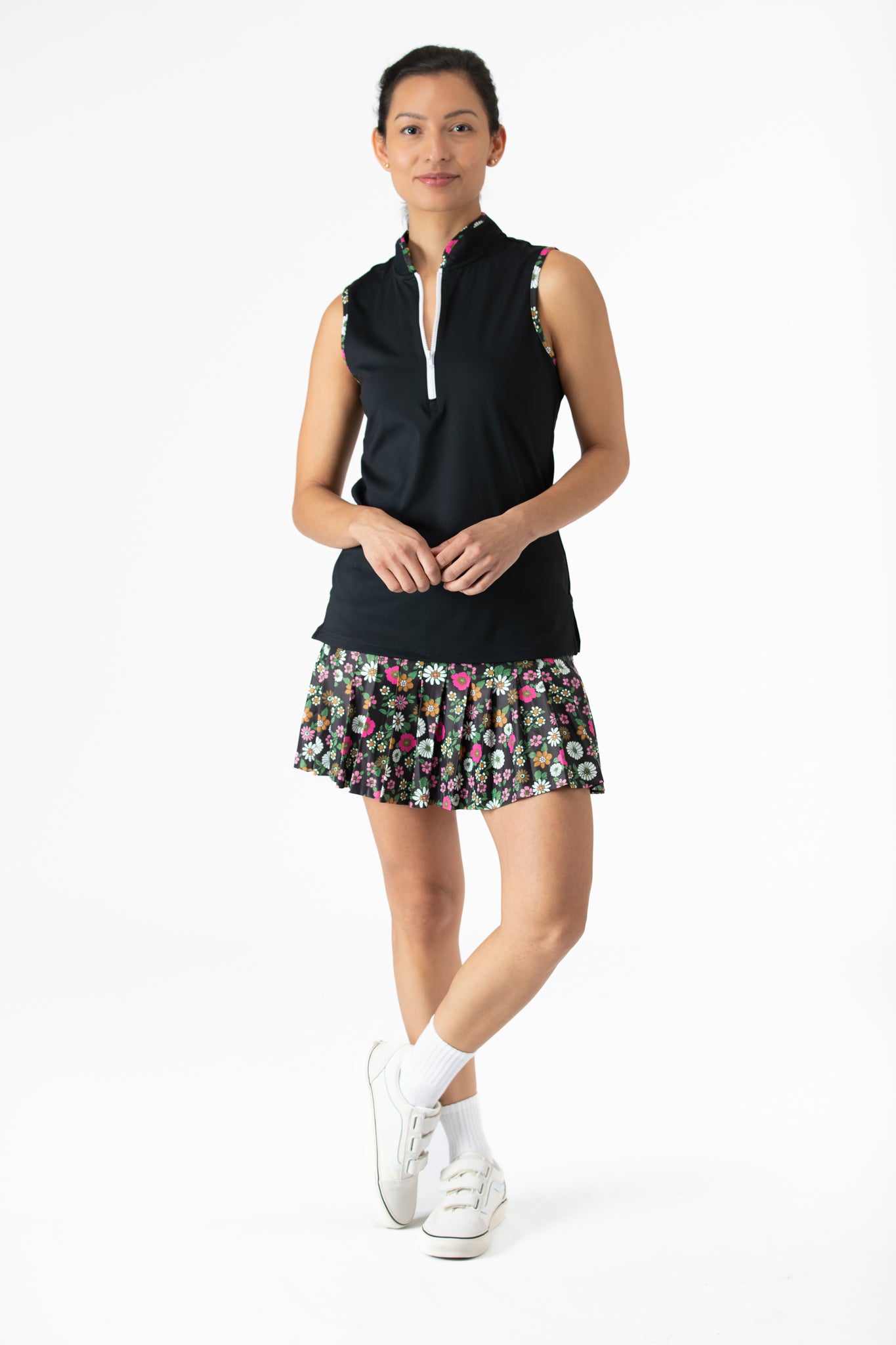 The Kennedy Top - Black with Poppies