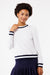 The Peggy Sweatshirt - White with Navy Stripe