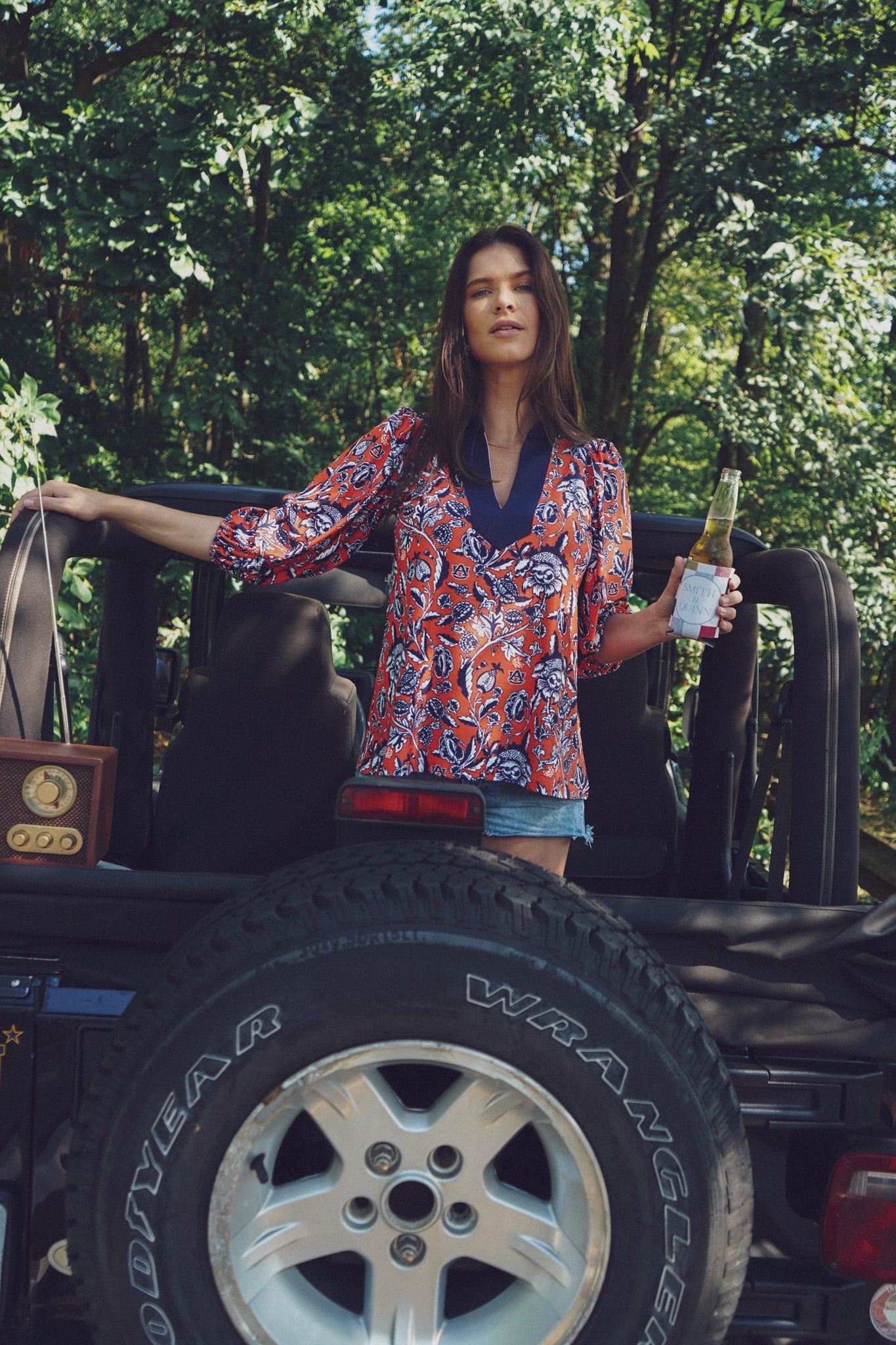 Tailgate Collection Eliza Top - Auburn Floral Orange