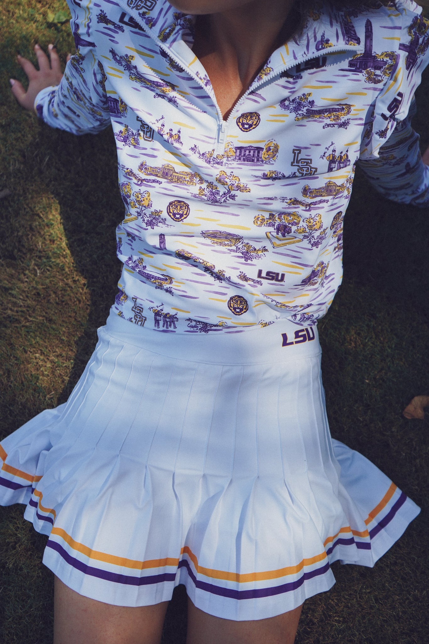 Tailgate Collection Gwen Skort - White with LSU Gold/Purple