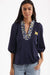 Tailgate Collection Eliza Top - Blue with Michigan Poppies