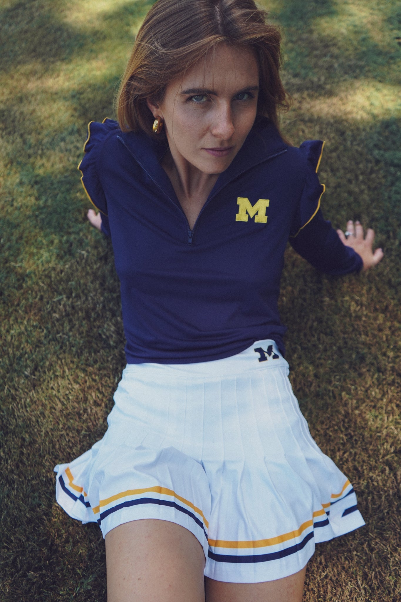 Tailgate Collection Gwen Skort - White with Michigan Blue/Maize