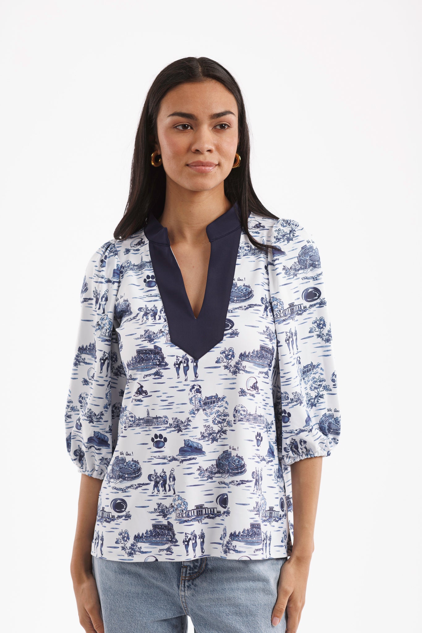 Tailgate Collection Eliza Top - Penn State Toile