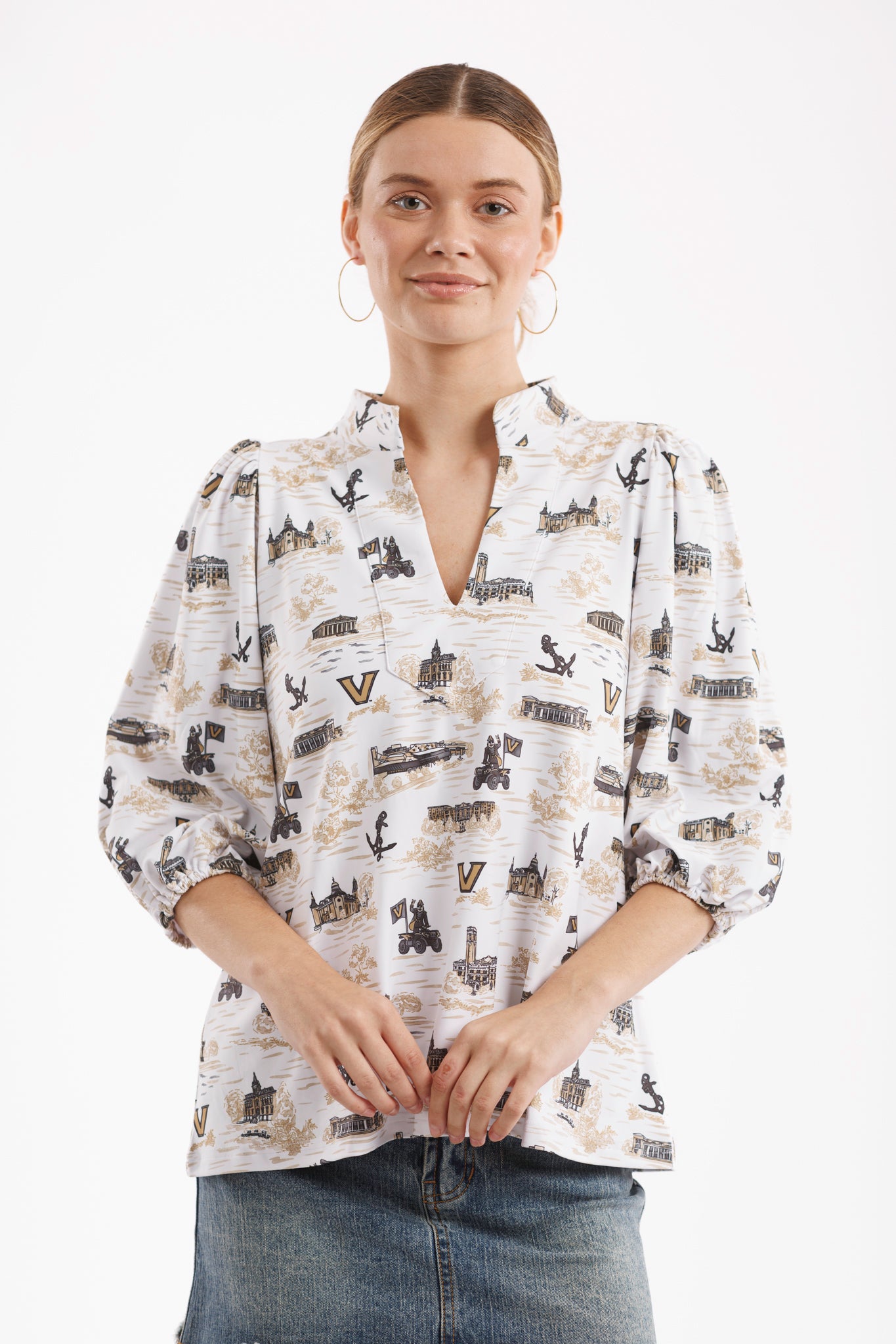 Tailgate Collection Eliza Top - Vanderbilt Toile